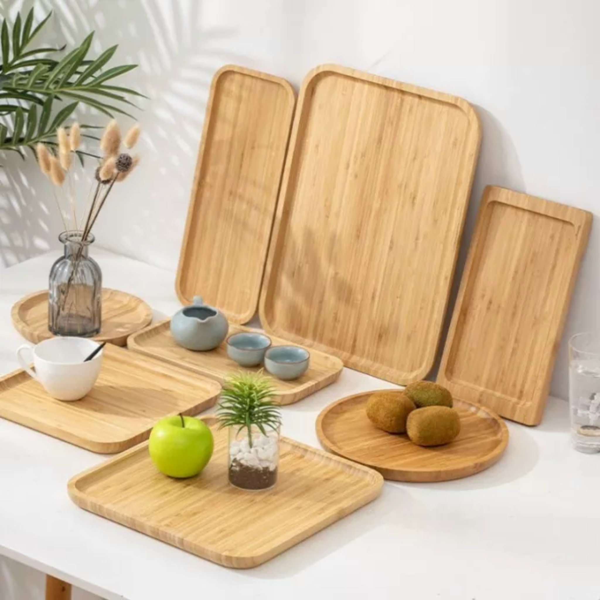 (KHO SỈ) Khay Gỗ Tre Đựng Đồ Ăn, Đĩa Gỗ Tre Cao Cấp Chụp Ảnh Decor- SNF Bamboo and Craft