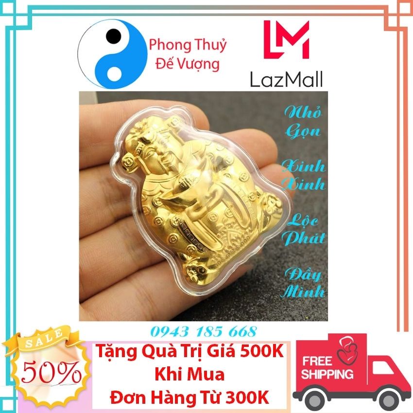 Miếng Thần Tài mạ 24k đặt ví may mắn chiêu tài lộc bình an phúc lộc thọ