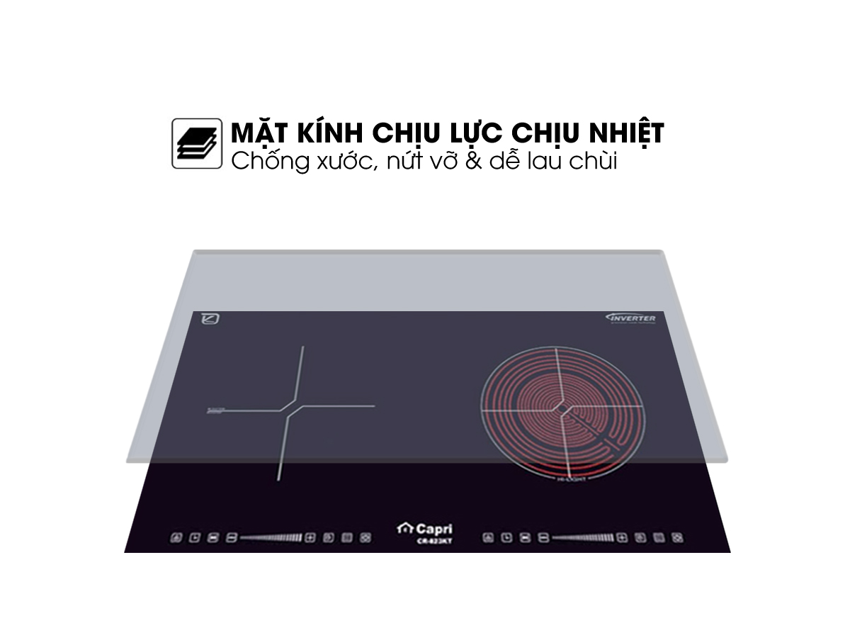 Bếp điện Từ - Hồng ngoại cao cấp Capri CR-823KT, Hàng chính hãng, nhập khẩu trực tiếp Thái Lan