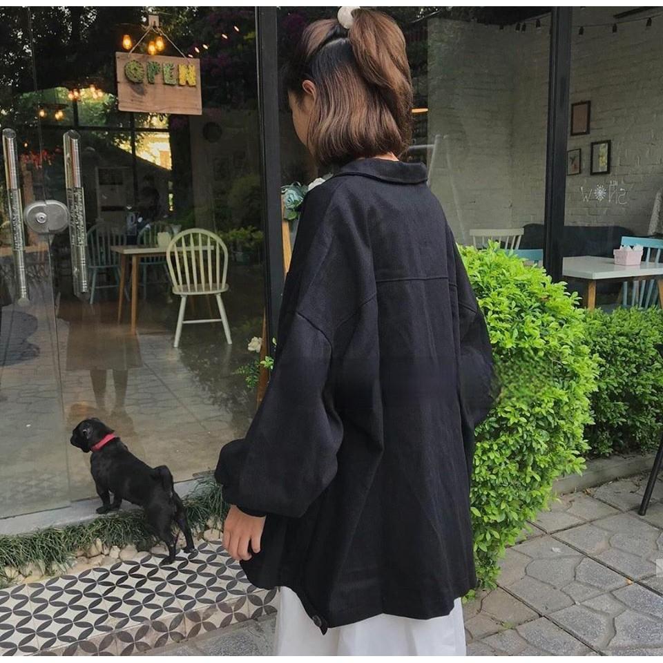 Áo Khoác Unisex KaKi Dáng Dài, Cúc Cài, Tay Trơn Phồng