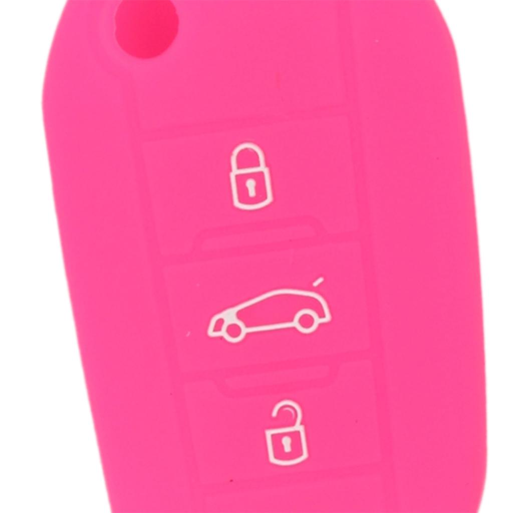 Silicone Car Key Case Cover Fit for AUDI Folding Remote Key Fob Case Shell 3 Buttons Rose Red