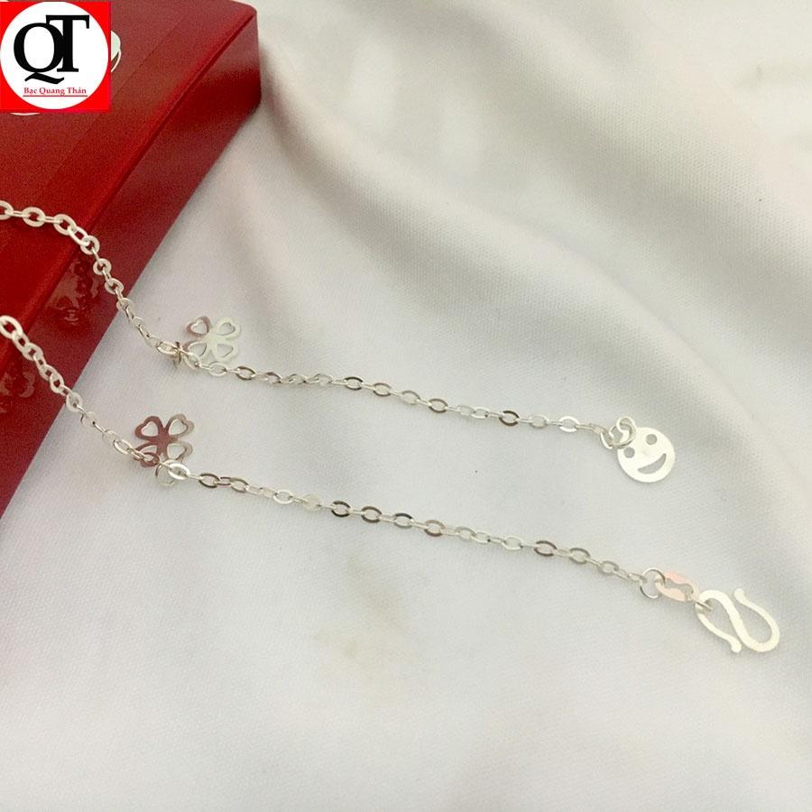 Lắc chân nữ hình nơ chất liệu bạc gắn đá cobic cao cấp trang sức Bạc Quang Thản - QTLC9