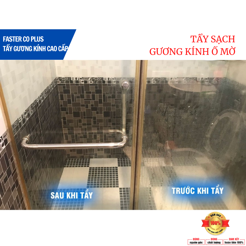 Combo Nước Tẩy Trắng Bồn Sứ, Gạch Nhà Vệ Sinh &amp; Tẩy Cặn Canxi Trên Kính Nhà Tắm Faster Plus 350ml