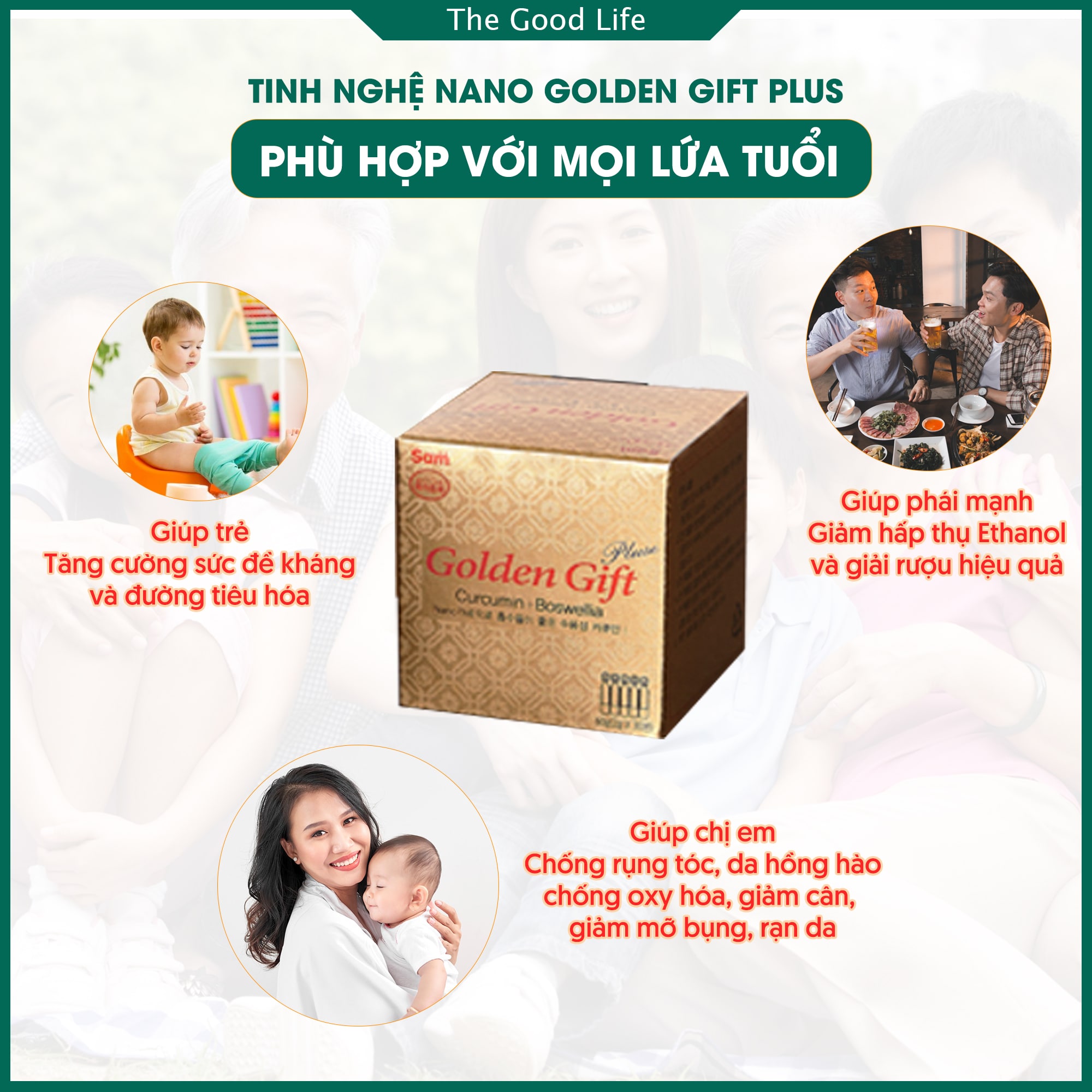 Tinh Nghệ Nano Golden Gift Plus  Hàn Quốc hộp 60 tuýp cho người dạ dày, phụ nữ trước và sau sinh làm đẹp - 2 tháng