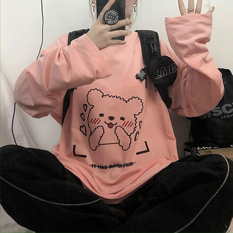 Áo Thun Tay Dài Unisex GẤU IT HAS DARK EYES Thu Đông Ulzzang