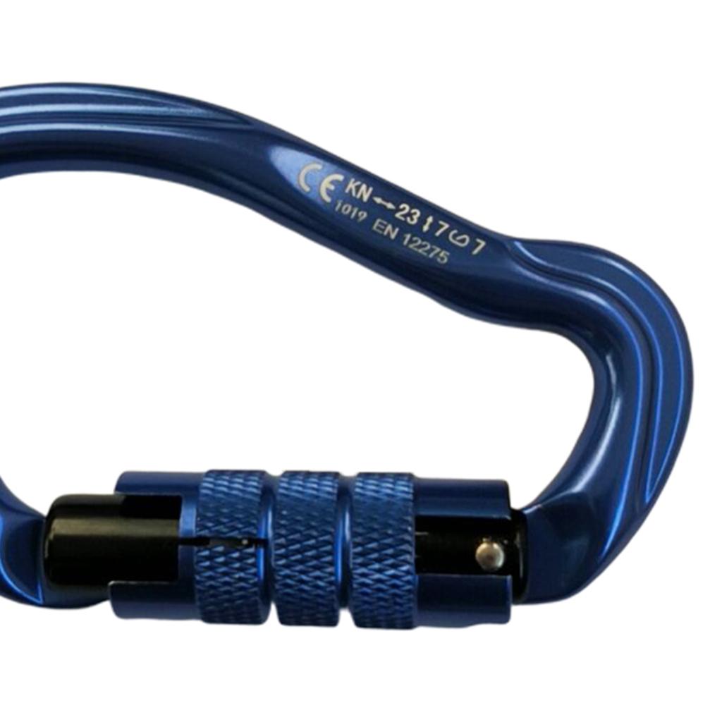 2pcs Auto Locking Rock Climbing Carabiner Clip Main Quickdraw 23KN Hammock Blue