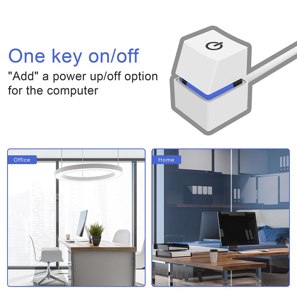On/Off PC Power Button Switch Cable Portable Colorful LED Lights Computer Desktop Switch PC Motherboard Extension Cord for Home