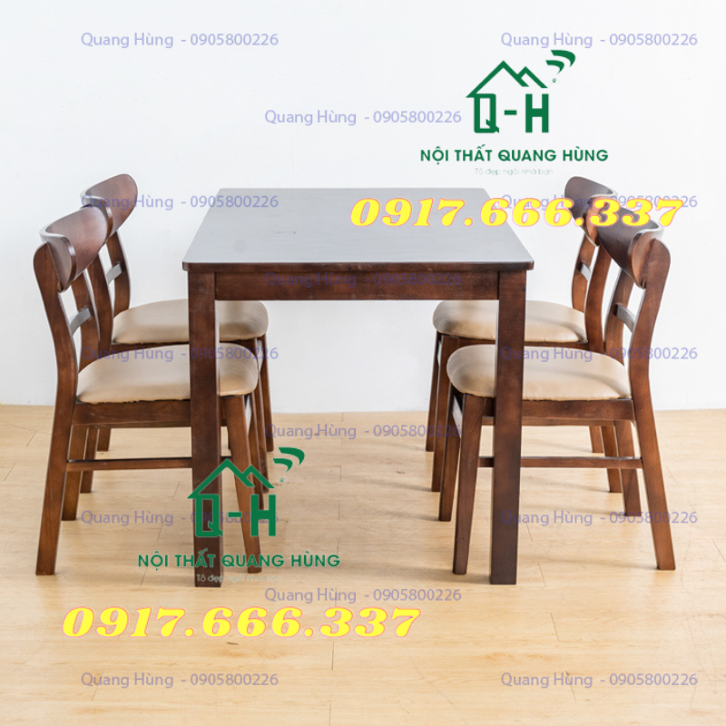 BỘ BÀN ĂN DÀNH CHO GIA ĐÌNH 4 GHẾ MÀU NÂU