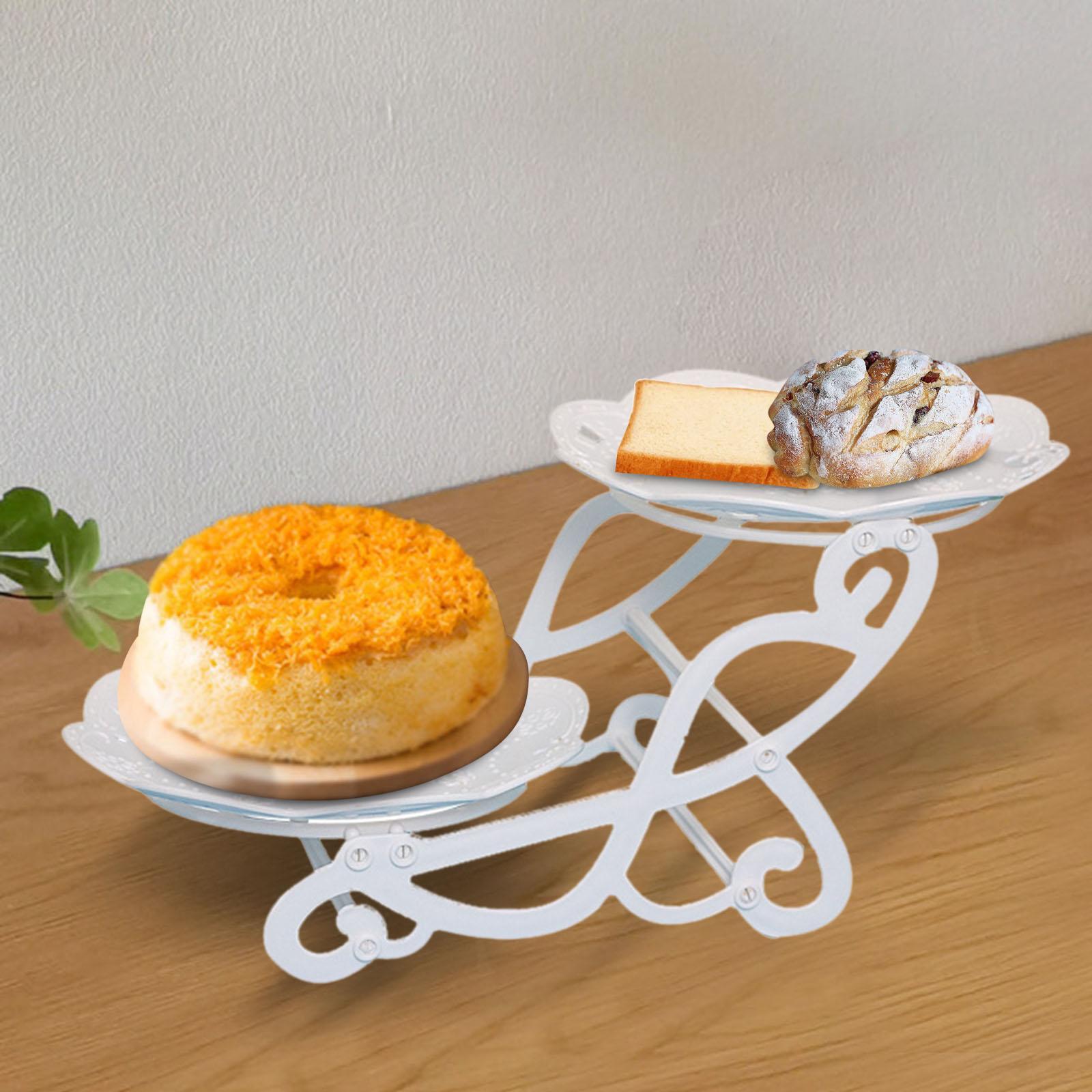 2 Tiers Cake Stand Snack Display Tray Dessert Tray for Dessert Afternoon Tea