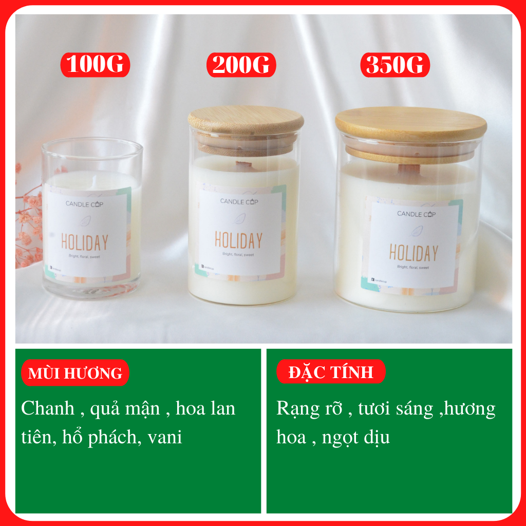 Nến thơm AGAYA CUP (Candle Cup) mùi HOLIDAY - Nến thơm tinh dầu thiên nhiên mùi hương ấm áp êm đềm ngọt ngào và đáng yêu