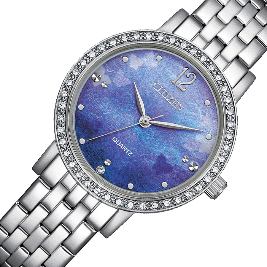Đồng Hồ Nữ Citizen Pin-Quartz Đính Đá Swarovski Dây Thép Không Gỉ EL3100-55N - Mặt Xà Cừ (31mm)