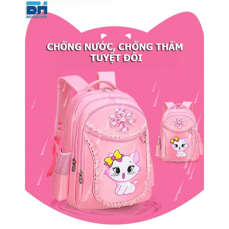 Balo đi học cho bé gái Mẫu giáo, Cấp 1- Mầm non, tiểu học (từ 3 đến 12 tuổi)- Hình mèo con dễ thương