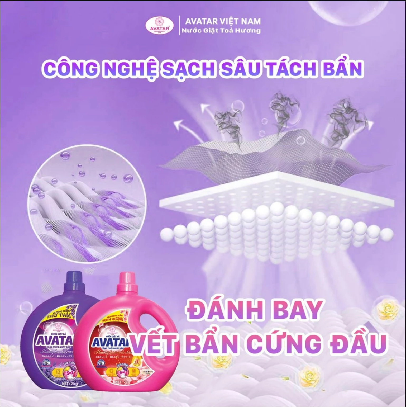 Combo 2 Can Nước Giặt Xả Vải Avatar Hương Hoa Anh Đào 4kg