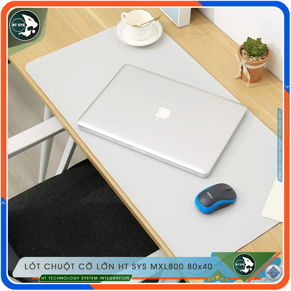Lót Chuột Cỡ Lớn HT SYS 80x40 Và 90x45 - Miếng Lót Chuột Thiết Kế 2 Mặt, Chất Liệu PU Cao Cấp - Chống Trơn Trượt, Nước, Nhăn, Bám Bụi - Hàng Chính Hãng