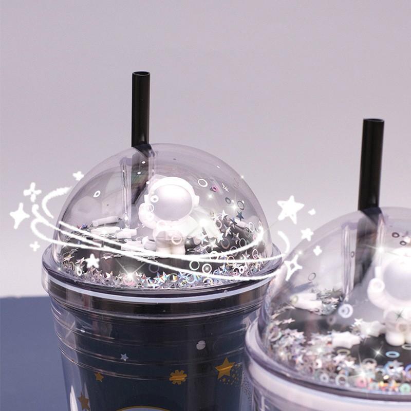 1 Không Gian Straw Cup Kawaii Hình Hoạt Hình Cốc Nhựa Trẻ Em Bé Trai Gái Cốc Nước Đáng Yêu Ly Nhà Bếp Drinkware Chai Nước