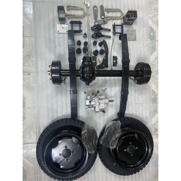 Bộ cầu sau chế xe 3 bánh,4 bánh sử dụng số kép 2 tầng(cầu bổ đôi dài 70cm,số kép dùng cho động cơ 100,110,125cc,cốt 17mm