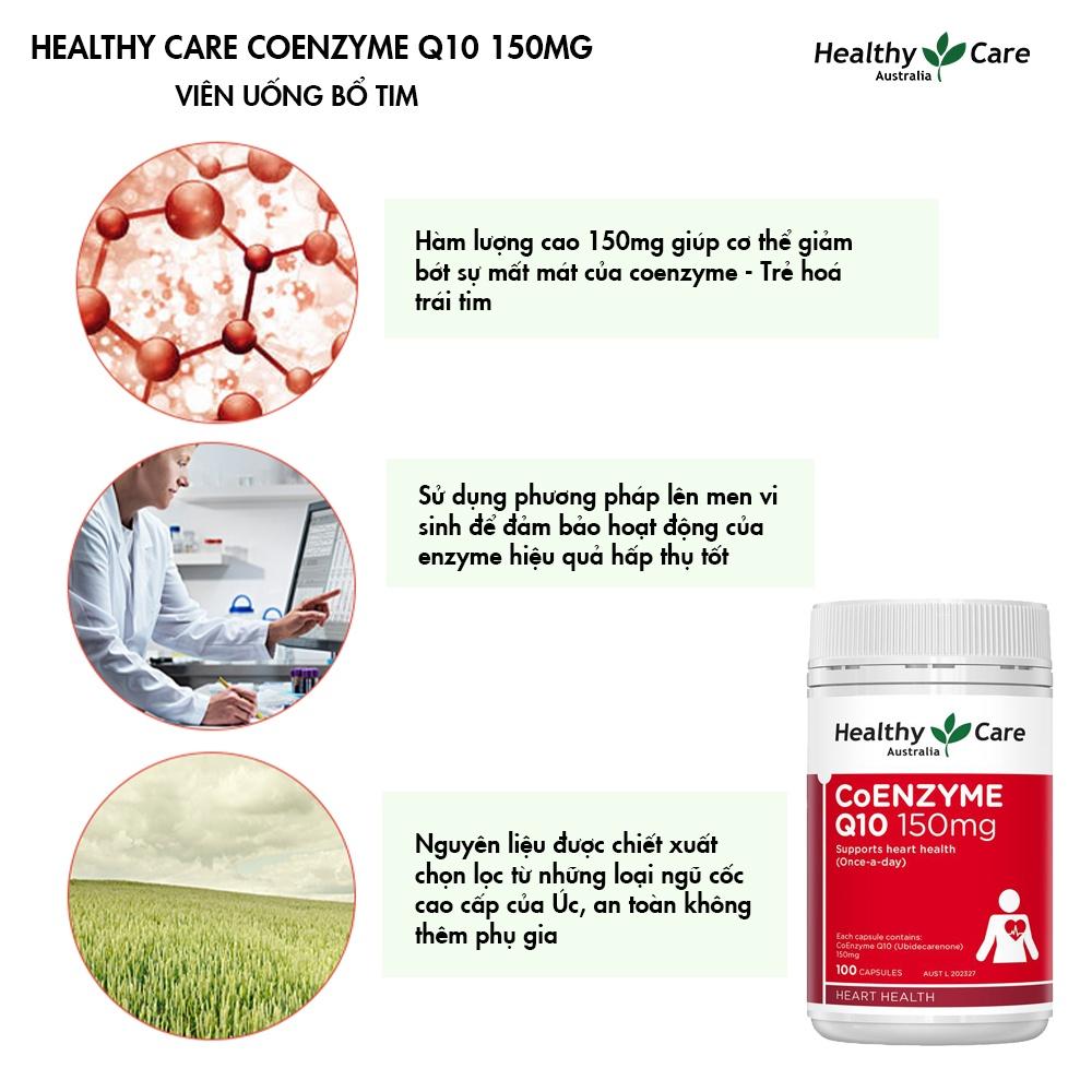 Bổ tim Úc Healthy Care CoEnzyme Q10 150mg giúp duy trì sức khỏe tim mạch, nâng cao sức khỏe chung - OZ Slim Store