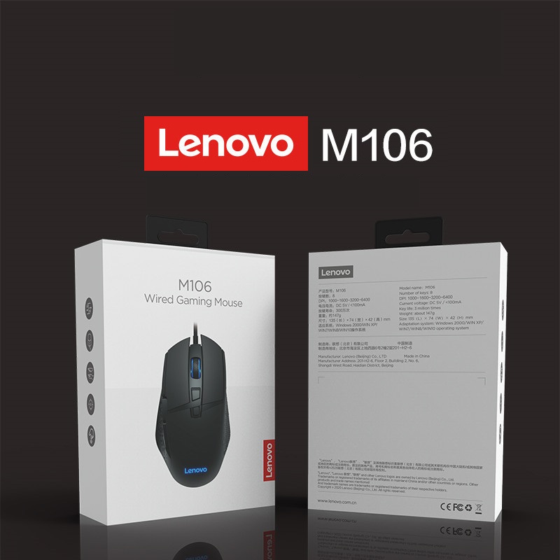 Chuột LED RGB 6400DPI Gaming Mouse Lenovo M106 - hàng nhập khẩu
