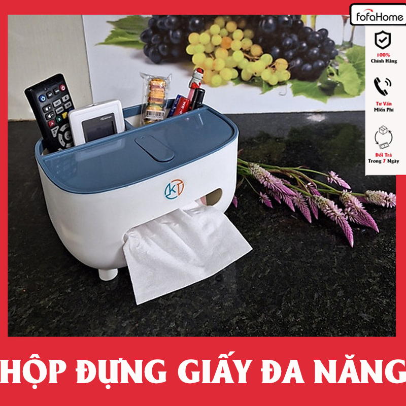 Hộp Đựng Khăn Giấy Ăn Cao Cấp Để Bàn Kèm Ngăn Để Điện Thoại Có Ngăn Kéo Tiện Lợi