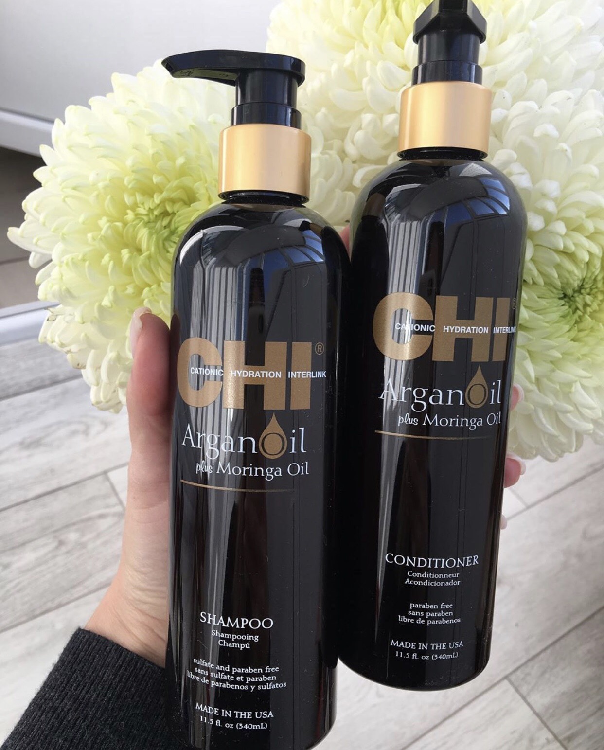 Bộ dầu gội xả CHI Argan Oil Plus Moringa Mỹ 340ml - Dưỡng ẩm mềm mượt trẻ hóa tóc