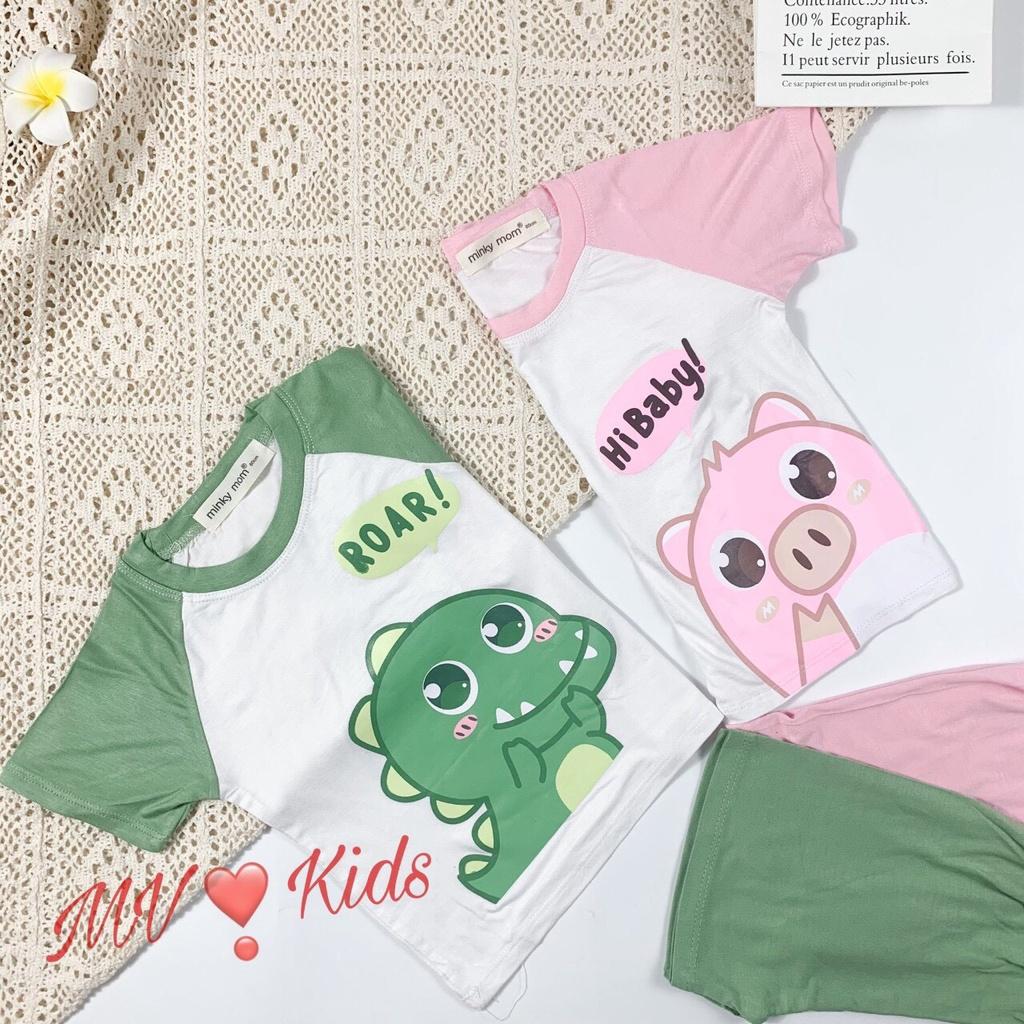 Bộ thun lạnh Minky Mom cộc tay in hoạt hình cho bé trai, bé gái