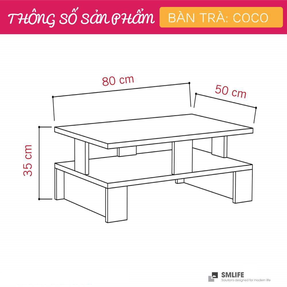 Bàn trà gỗ hiện đại SMLIFE Coco  | Gỗ MDF dày 17mm chống ẩm | D80xR50xC35cm