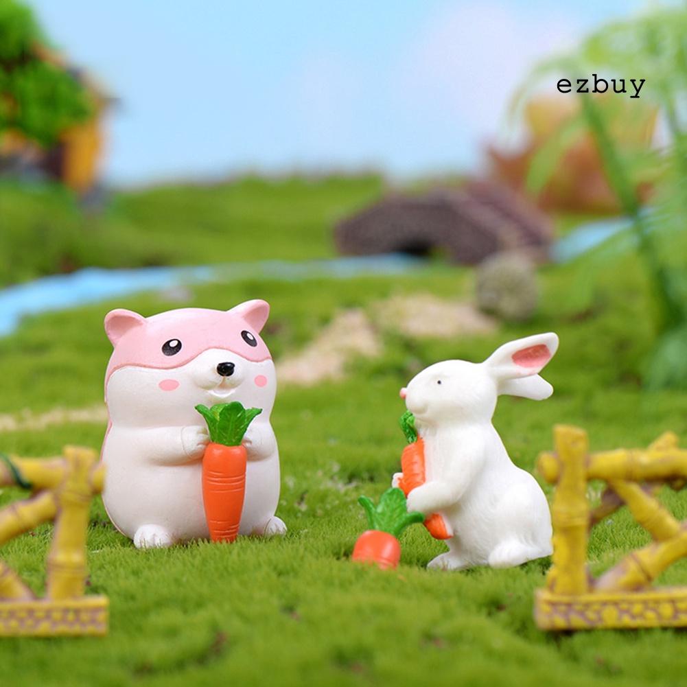 EY-Cute Hamster Eating Carrot Figurine Craft Miniature Bonsai Fairy Garden Decor