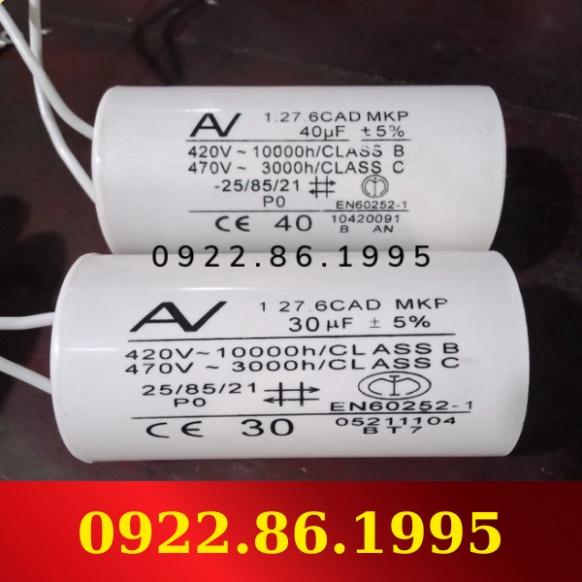Tụ điện dùng cho động cơ xoay chiều 1 pha; 30uF, 40uF hàng mới về