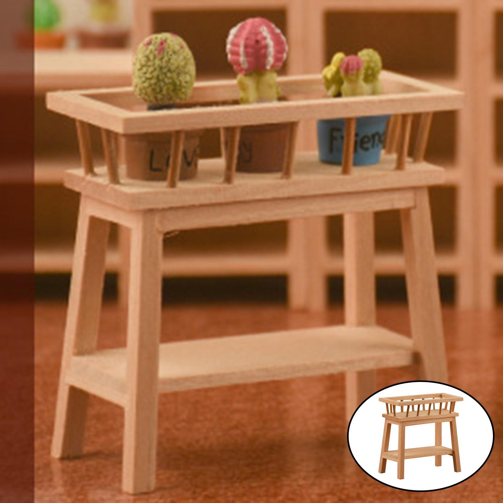 Wooden 1:12 Dollhouse Furniture Flower Stand Model Dining Decor