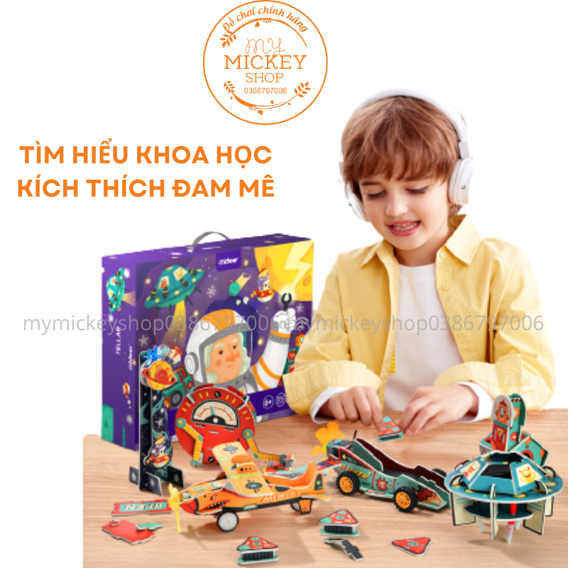 Bộ đồ chơi khoa học Mideer tự làm đồ chơi steam lắp phương tiện thủ công bằng tay DIY 6789 tuổi stem