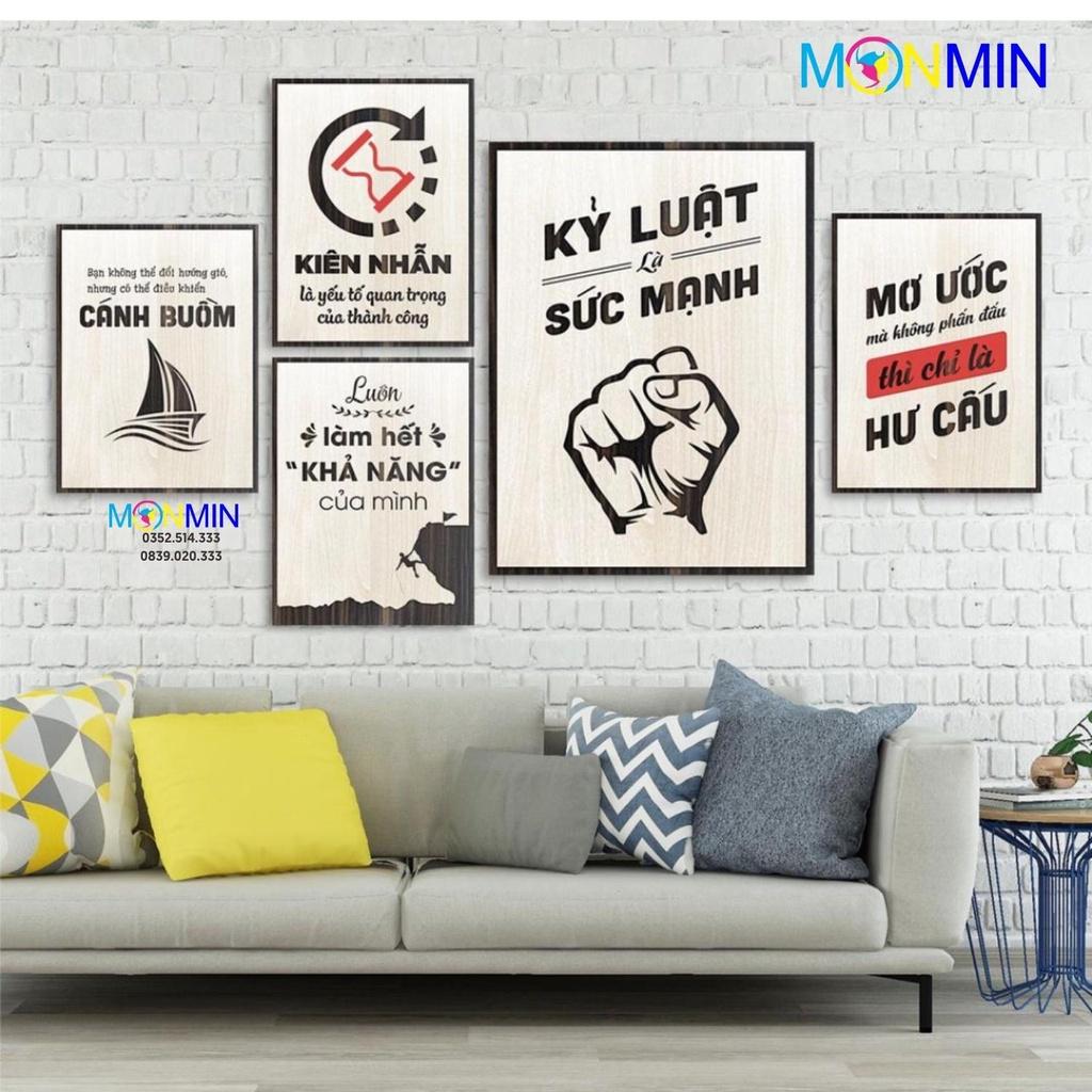 Bộ 5 Tấm Tranh Gỗ Slogan tạo động lực trang trí phòng