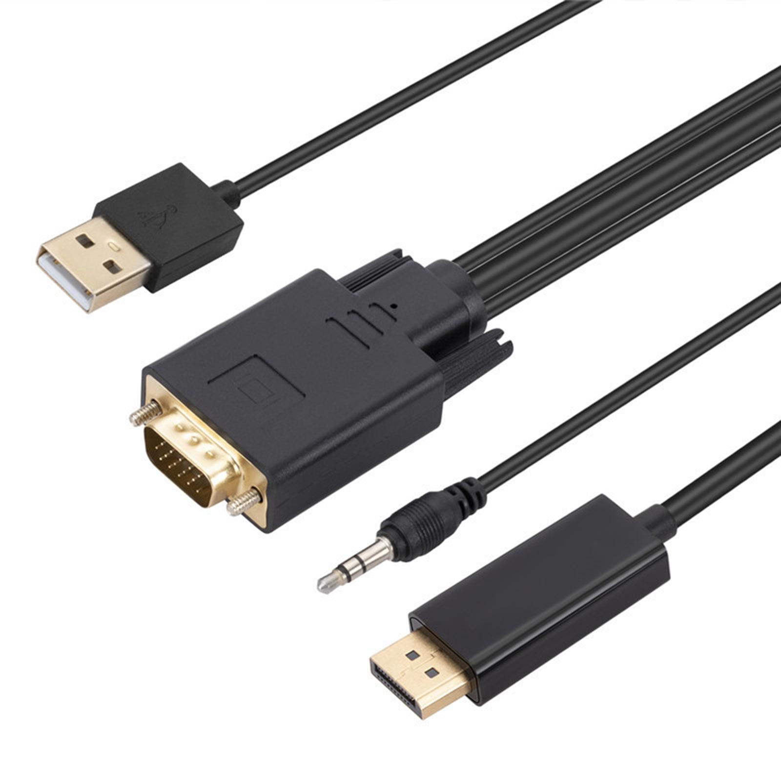 VGA to DP Cable, Male to Male Connection Adapter, Video 1080P 1.8M Converter for Monitor PC Laptop Computer