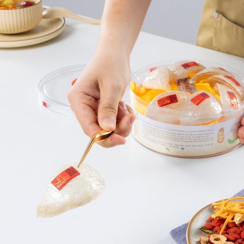 Hộp Quà Yến Sào Lộc Kim Thịnh Vượng Hoàng Kim (Set 50g Tinh Chế Sợi Thượng Hạng &amp; 4 Hũ Yến Chưng) Quà Tặng Đối Tác