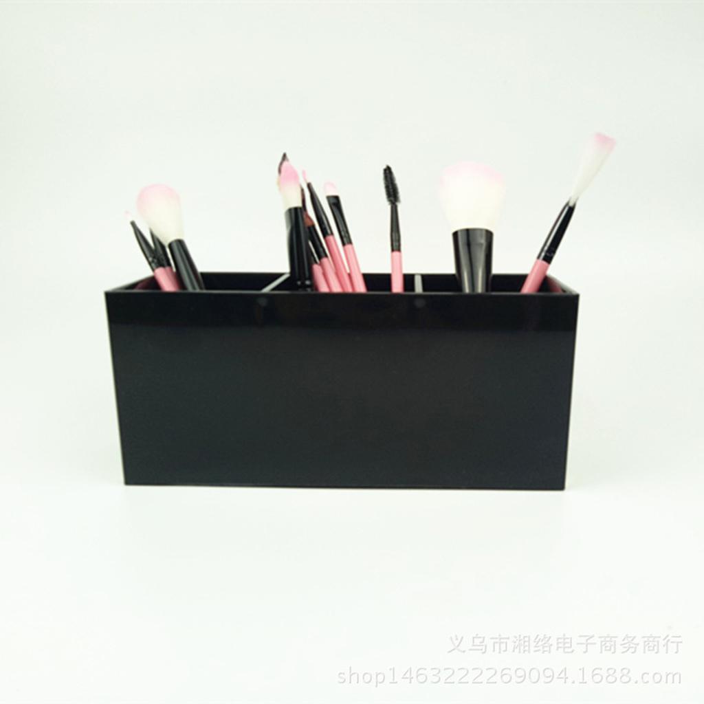 Makeup Brushes Display Stand Storage Cosmetic Container Acrylic Case&3 Holes