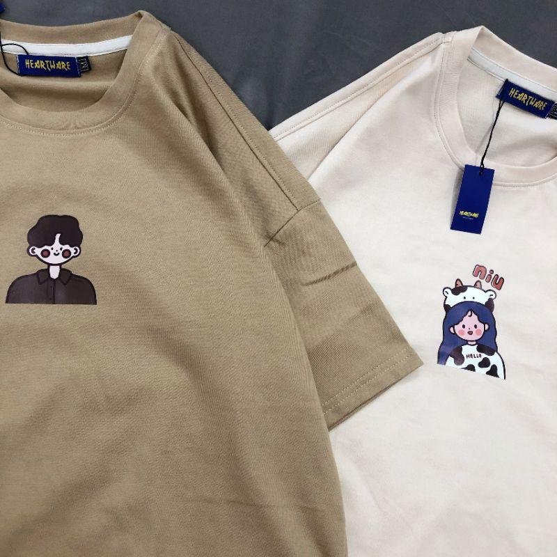 Áo thun tay lỡ 100% cotton xịn xò cặp đôi cute ulzzang - ẢNH THẬT