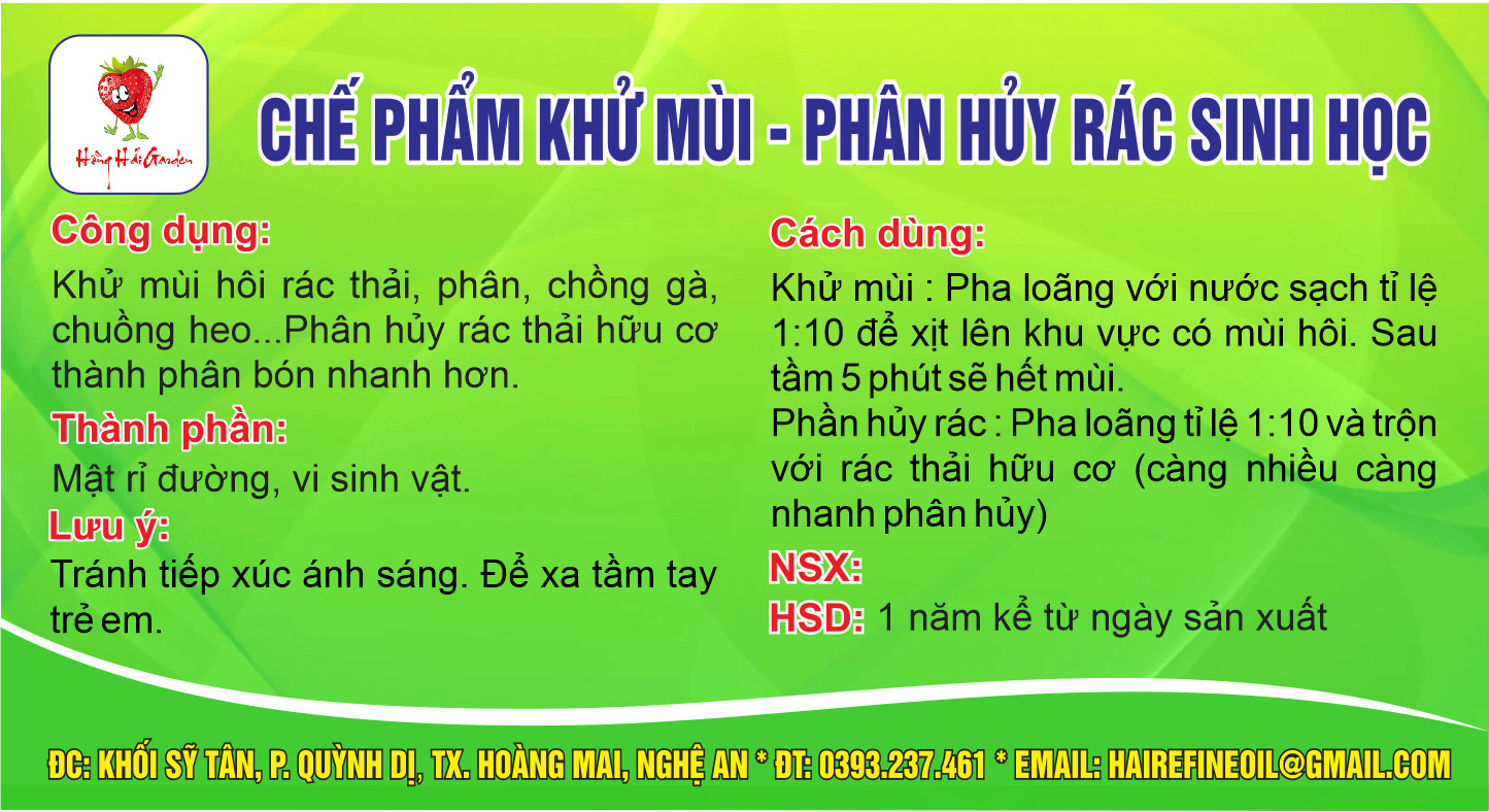 Chế phẩm khử mùi phân hủy rác sinh học chai 1l