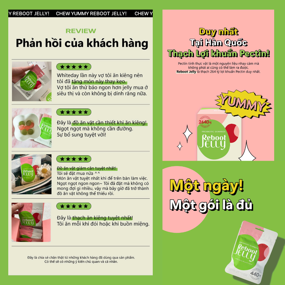 [REBOOT]  KẸO DẺO 44 TỶ LỢI KHUẨN REEBOT JELLY (PROBIOTIC GUMMIES REBOOT JELLY) 27G/GÓI
