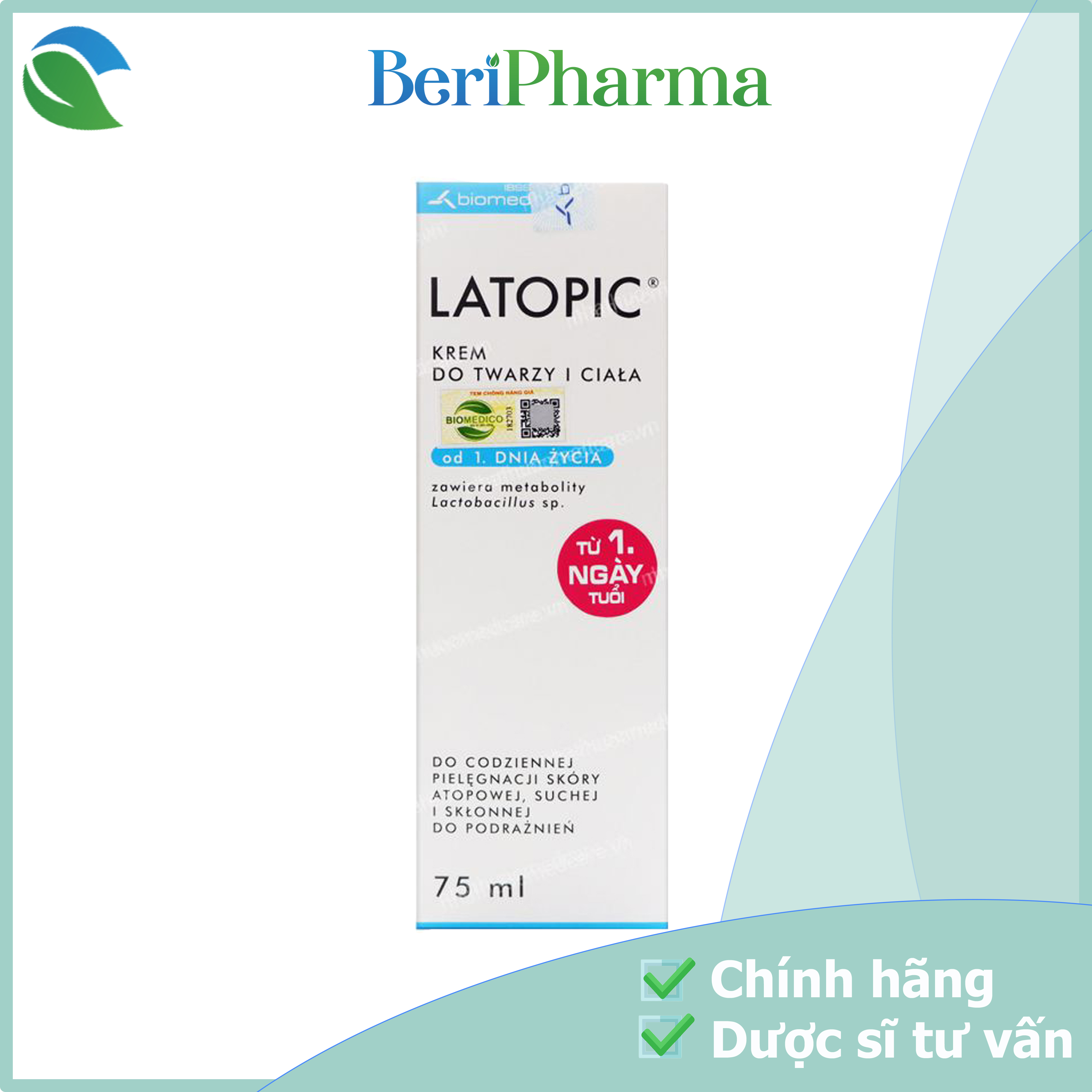 Latopic Kem Dưỡng Ẩm, Dịu Ngứa Da Dị Ứng Latopic Face And Body Cream 75ml