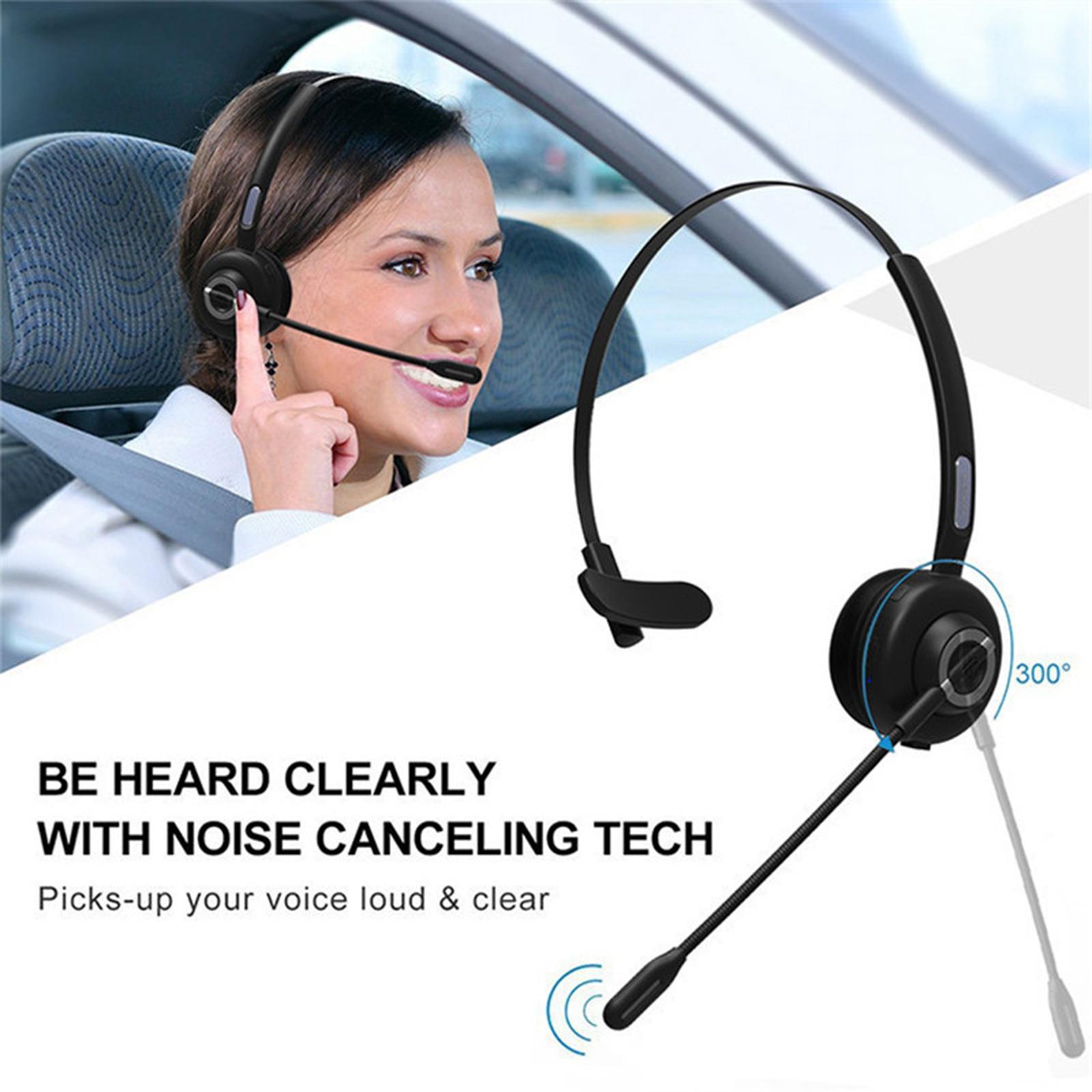 Bluetooth Headset, Wireless Headset with Microphone,Noise Cancelling Hands Free Phone Headset for Truck Driver Call Center Office PC