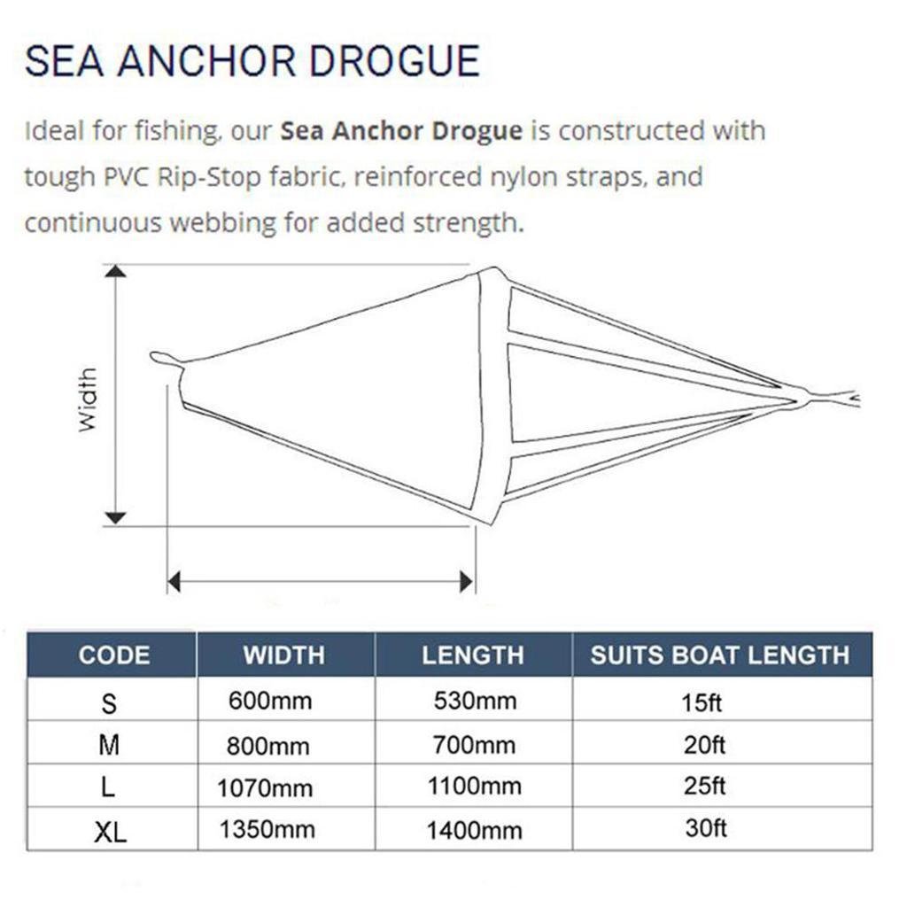 Anchor Drogue Drfiting Brake + 24inches Tow Rope for 21ft / 6.2m boat
