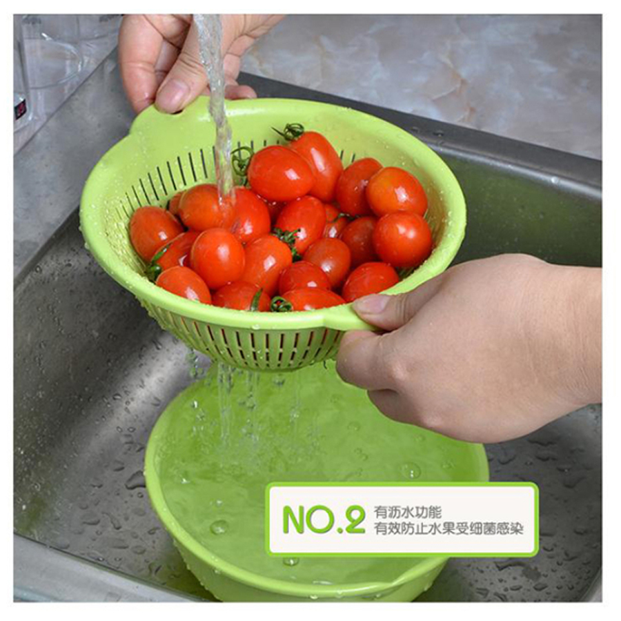 Bộ 2 rổ nhựa tròn có tay cầm hai bên - Hàng nội địa Nhật