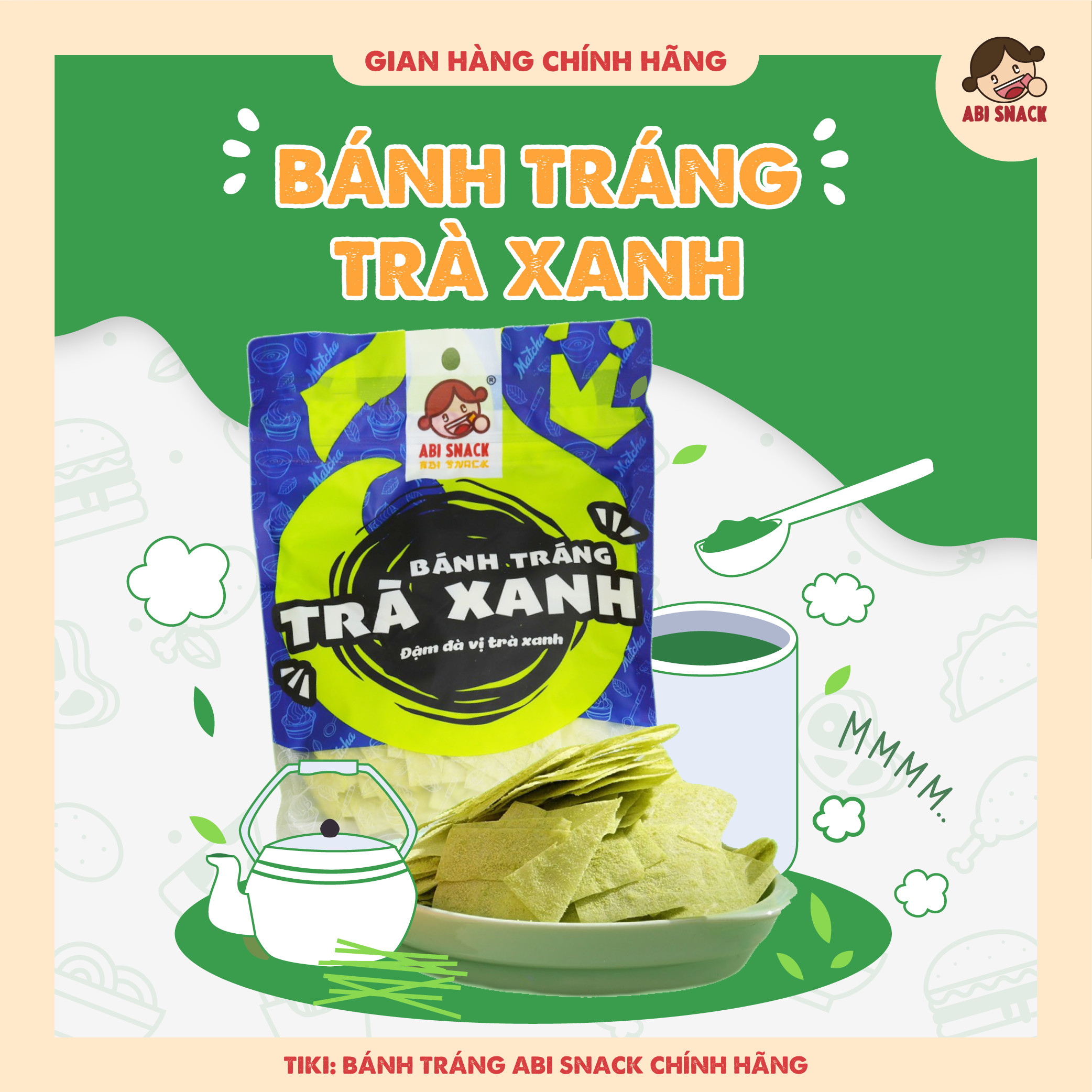 Bánh Tráng Trà Xanh Matcha - Bánh Tráng Ngọt ABI SNACK