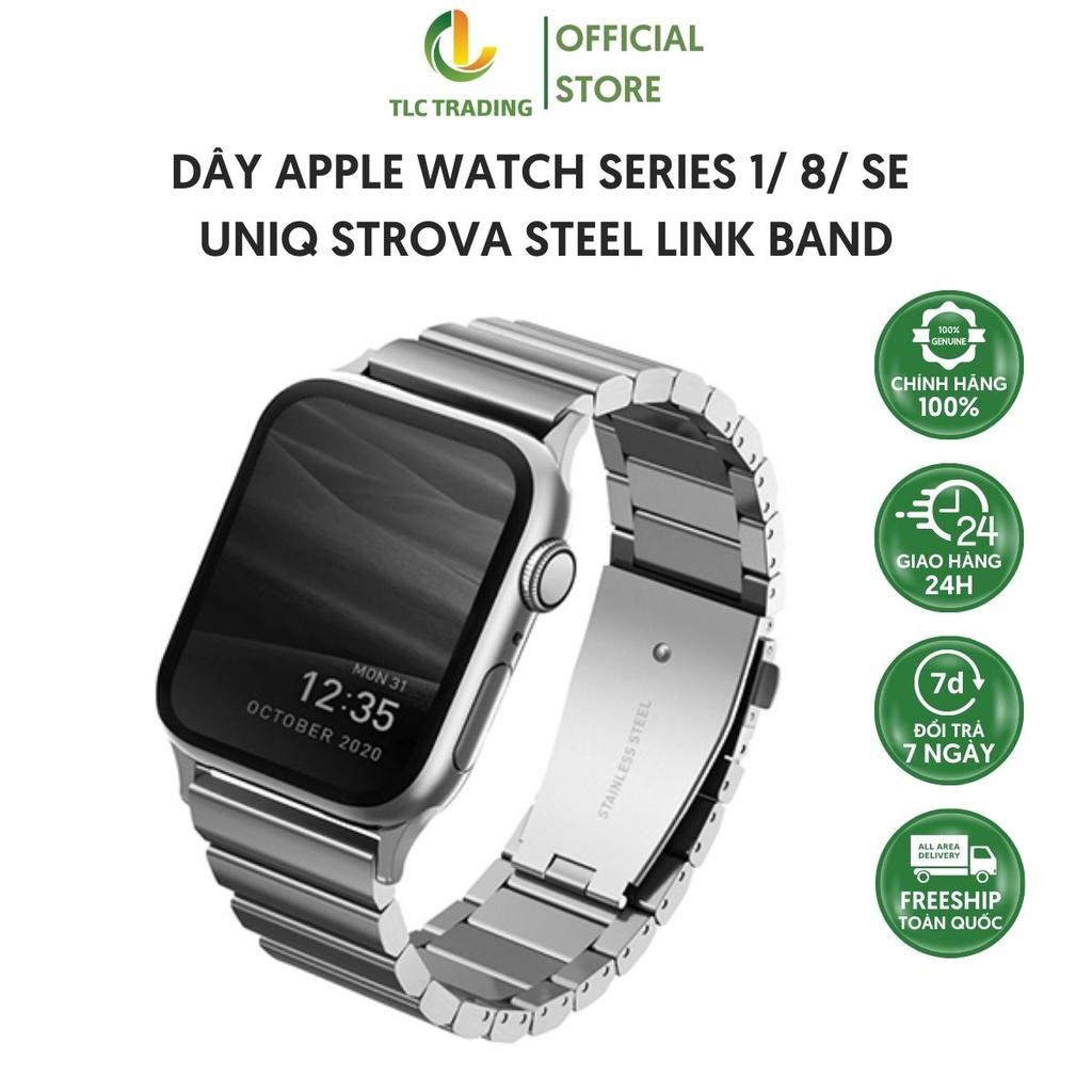 HÀNG CHÍNH HÃNG - Dây dành cho Đeo Apple Watch UNIQ Strova Steel Link Band Series 1/8/SE (44/42/45MM) Chính Hãng Vật Liệu Thép 304 Bền Chắc