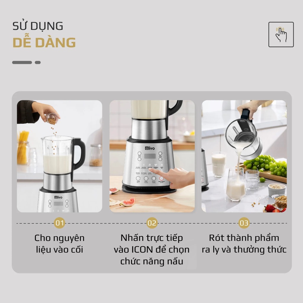 Máy Làm Sữa Hạt OLIVO X20 PLus, Sấy Khử Khuẩn - Tạm Dừng Khi Nấu, 2000W - 1,75Lit, Hàng Chính Hãng