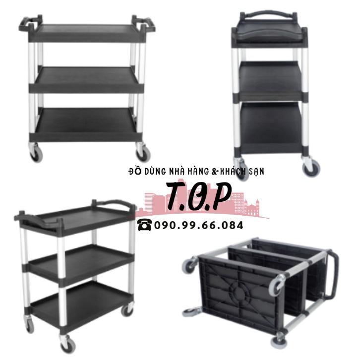 Xe Đẩy Nhựa 3 Tầng, Xe Dọn Thức Ăn 3 Tầng - Chưa Bao Gồm Thau