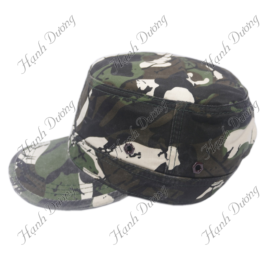 Mũ lưỡi trai đầu bằng có đuôi không thêu phong cách dân dã, cá tính, họa tiết sọc rằn ri độc đáo