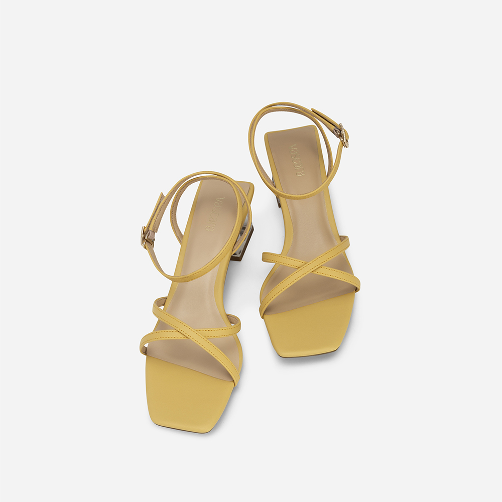 Vascara Giày Sandal Ankle Strap Phối Gót - SDN 0747