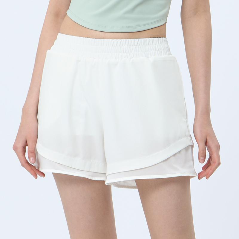 Cảm giác mát mẻ yoga quần short thể thao nhanh chóng làm khô quần legging ngắn với lớp lót tập luyện tập thể dục quần short tập luyện Color: Beige Size: XL