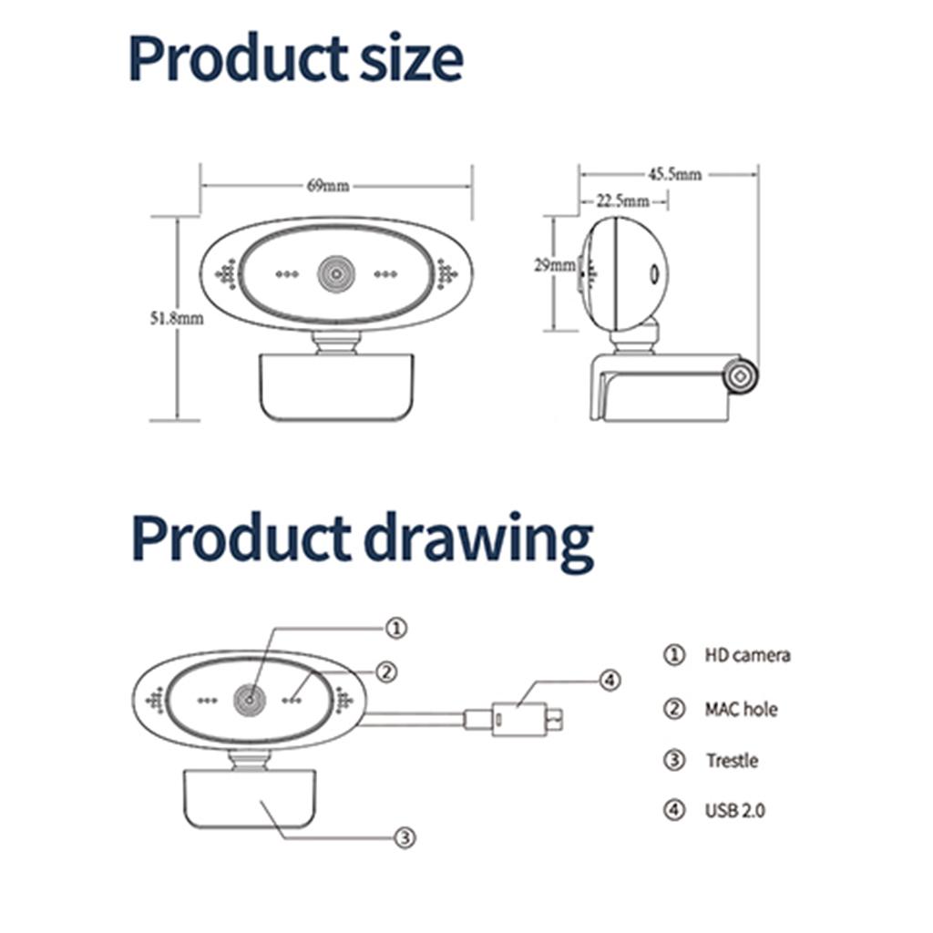 USB 2.0 HD Camera Webcam With Microphone For