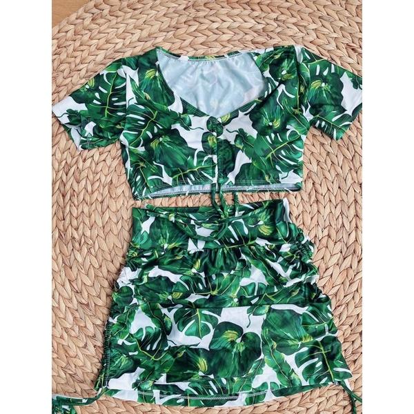 Bikini biển 2 mảnh ️ Siêu hót ️ Đồ bơi tay ngắn phối quần rút hông